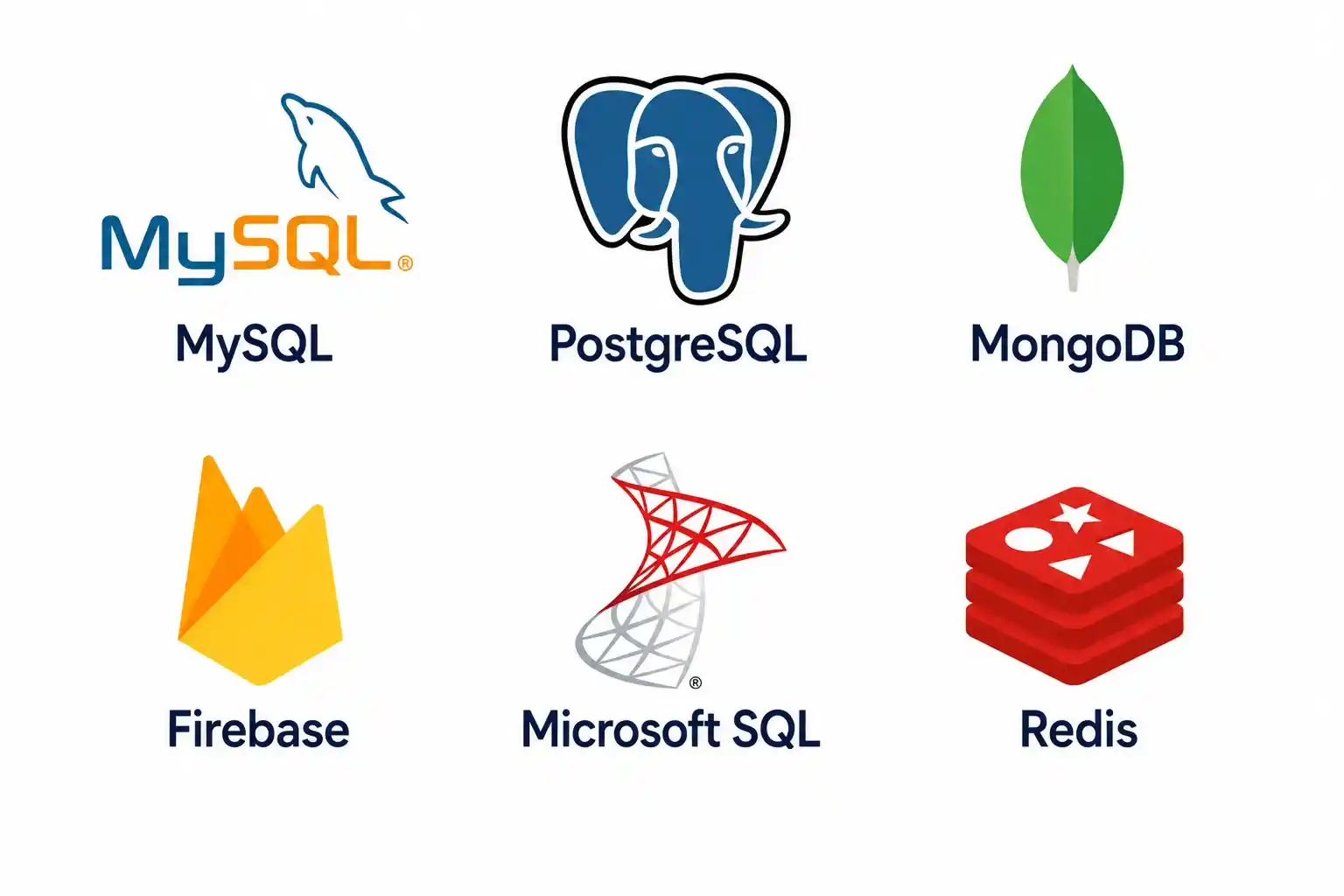 Database technologies for web application - MySQL, PostgreSQL, MongoDB, Redis, Firebase, Oracle