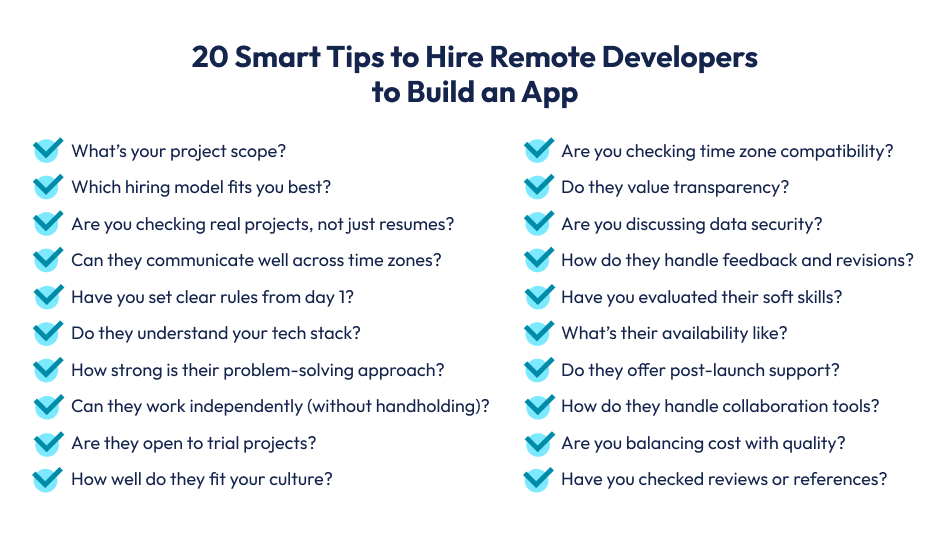 20 Smart Tips to Hire Remote Developers to Build an App