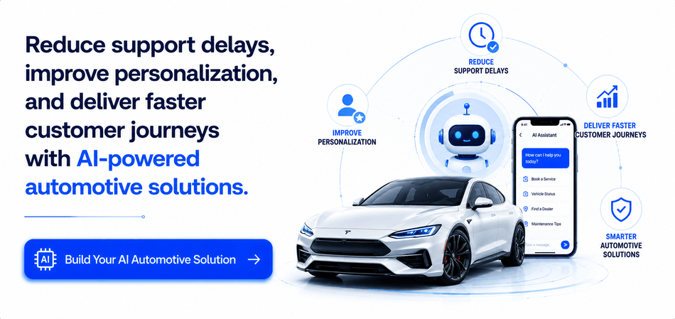 Reduce support delays, improve personalization, and deliver faster customer journeys with AI-powered automotive solutions.