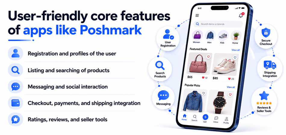 User-friendly core features of apps like Poshmark