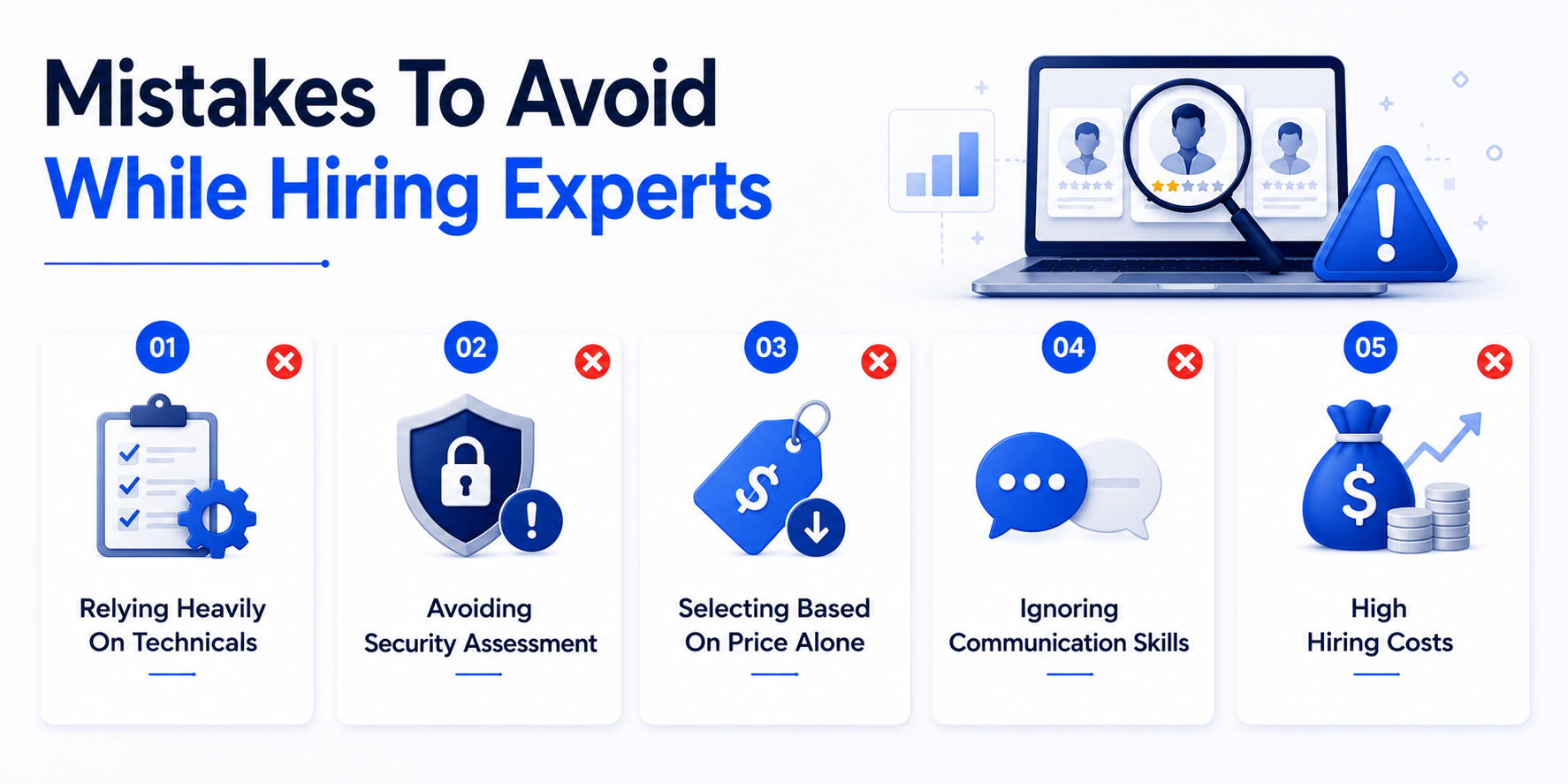 Mistakes To Avoid While Hiring Experts” and display these factors