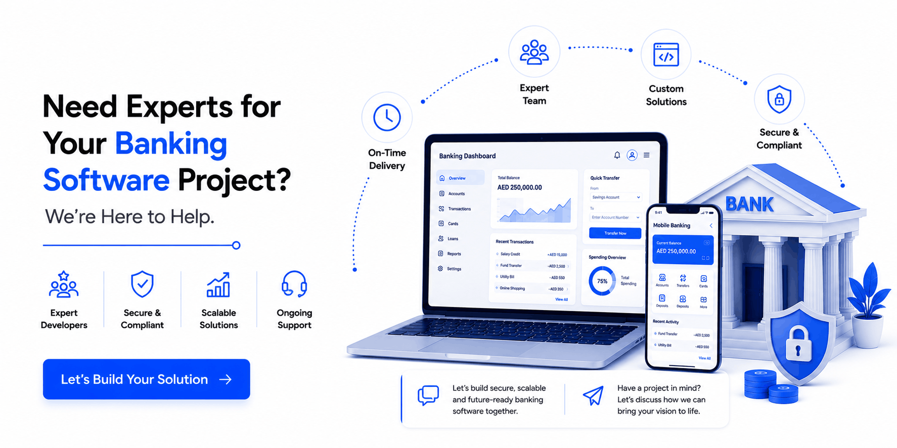 Need experts for your banking software project? CTA banner showcasing secure, scalable banking software development services with expert support.